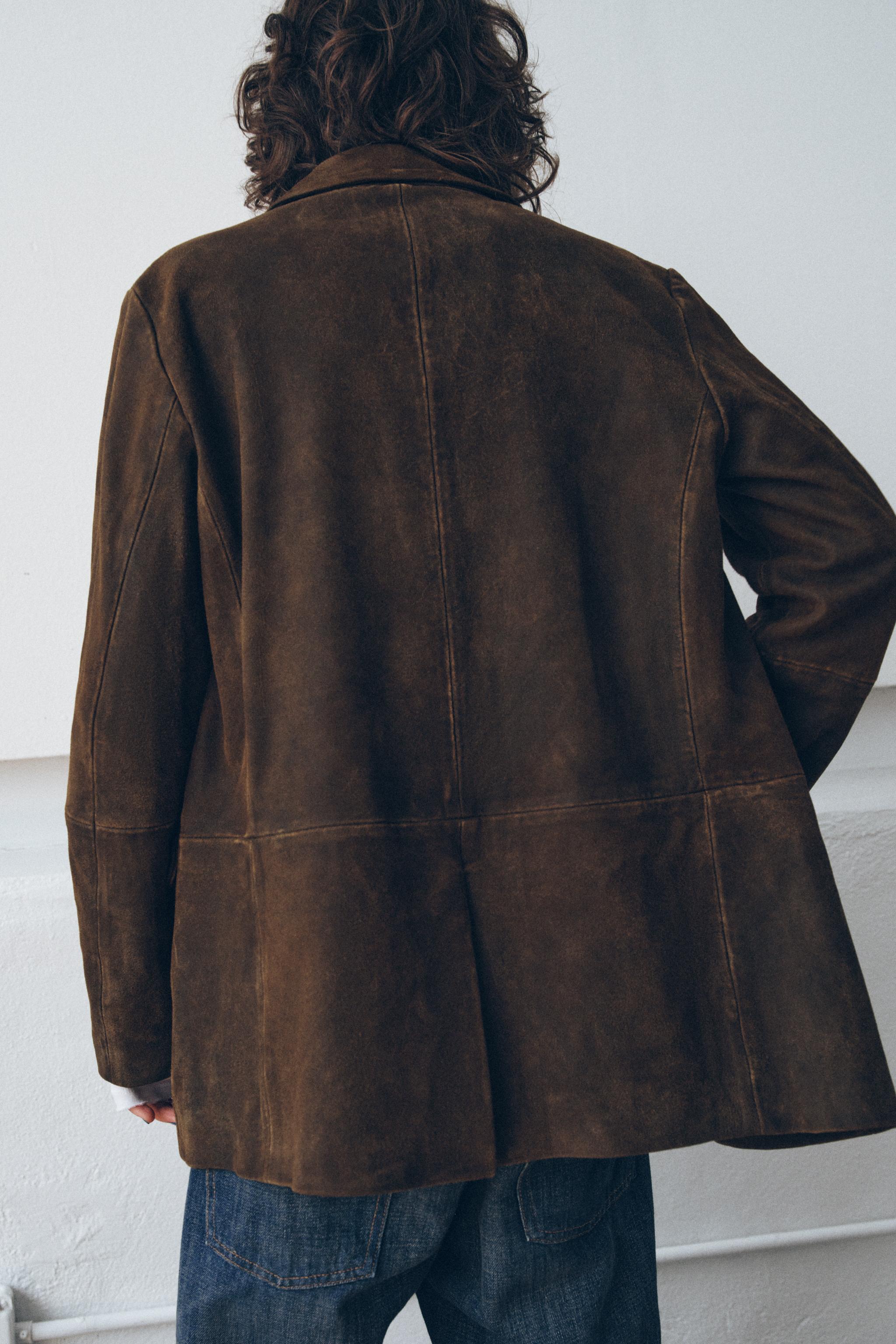 100% SUEDE LEATHER BLAZER ZW COLLECTION LIMITED EDITION